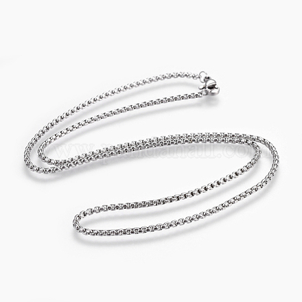 304 Stainless Steel Box chain Necklaces NJEW-F242-13P-A-1