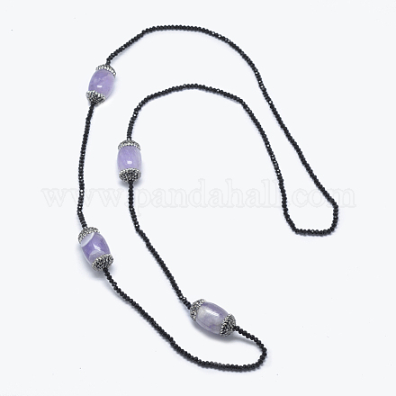 Natural Amethyst Beaded Necklaces NJEW-K110-C01-1