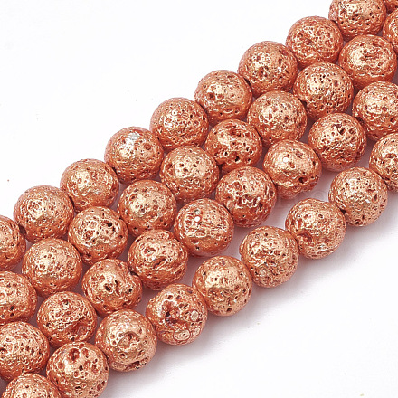 Electroplated Natural Lava Rock Beads Strands G-T098-01B-07-1