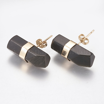 Natural Obsidian Stud Earrings EJEW-I212-F-04G-1