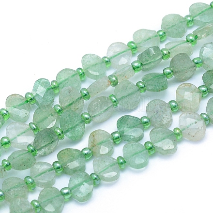 Perles vertes naturelles quartz fraise brins G-L552M-01-1