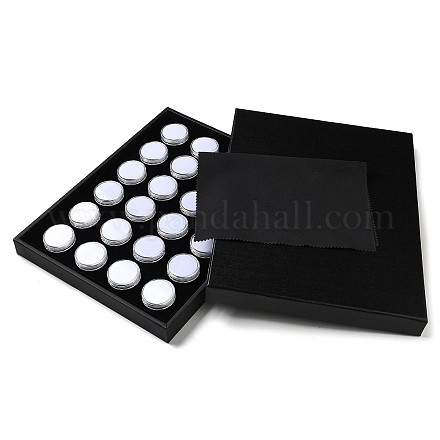 Wood Jewelry Display Case Box with 24 Mini Column Plastic Screw Top Foam Gem Jars CON-NH0001-04A-1