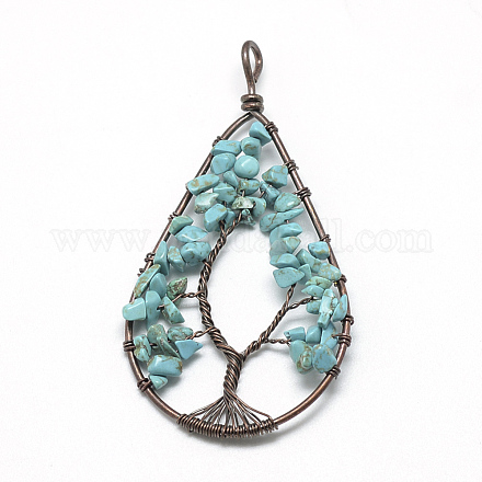 Synthetic Turquoise Chip Big Pendants G-R437-R06-1
