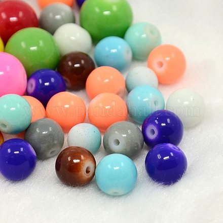 Mixed Color Baking Painted Glass Round Beads DGLA-X0001-1