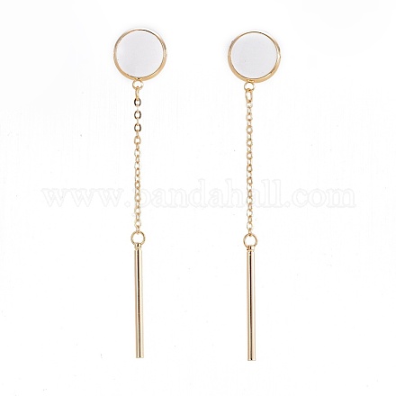 Brass Dangle Stud Earrings EJEW-JE03029-1