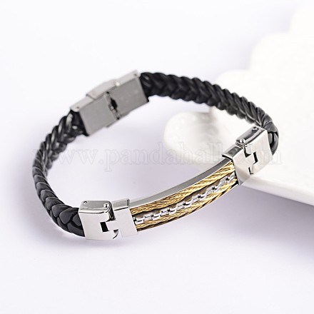 Bracelets unisexes de cordon en cuir PU à la mode X-BJEW-E260-16M-1