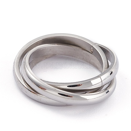 ユニセックス304ステンレススチールフィンガー指輪  クロスリングを縦横に  ステンレス鋼色  サイズ6~9  2.8~7mm  内径：16.5~18.9mm RJEW-K233-06-P-1