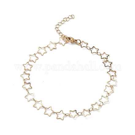 Ion Plating(IP) 304 Stainless Steel Star Link Chain Anklets for Men Women STAS-B039-14G-1