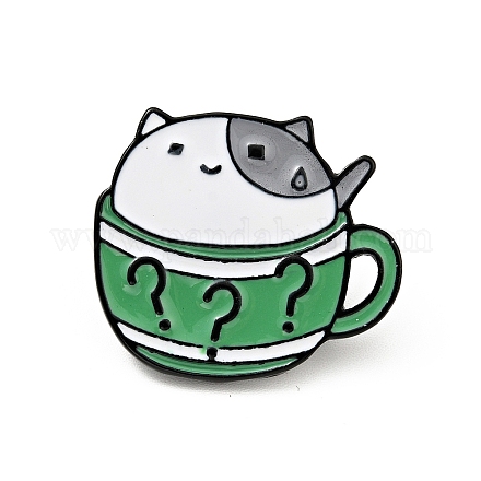 Coffee Cup Cat Enamel Pin JEWB-H009-01EB-16-1