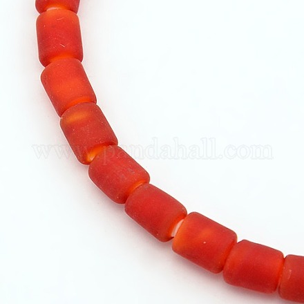 Handmade Frosted Lampwork Column Beads Strands LAMP-L006-07-1