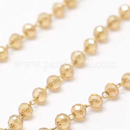 Chaînes de perles de verre électrolytiques faites à la main de 3.28 pied X-AJEW-E033-A04-1
