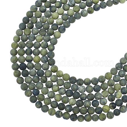 ARRICRAFT Round Frosted Natural TaiWan Jade Beads Strands G-AR0001-24-1