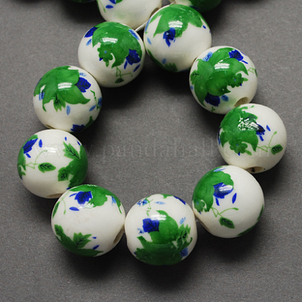 Handmade Printed Porcelain Beads PORC-Q199-12mm-18-1
