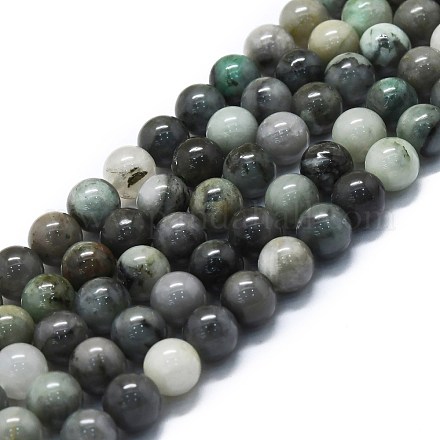 Fili di perle di quarzo smeraldo naturale G-P457-C05-05-1