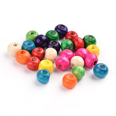 Perles en bois naturel teint WOOD-Q006-8mm-M-LF-1