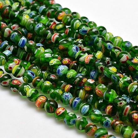 Round Millefiori Glass Beads Strands LK-P001-10-1