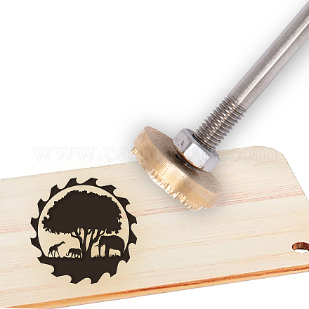 Superdant 30mm branding ferro ingranaggio animali modello bbq heat stamp con testa in ottone e manico in legno strumenti e accessori per grigliare per legno AJEW-WH0113-15-184-1
