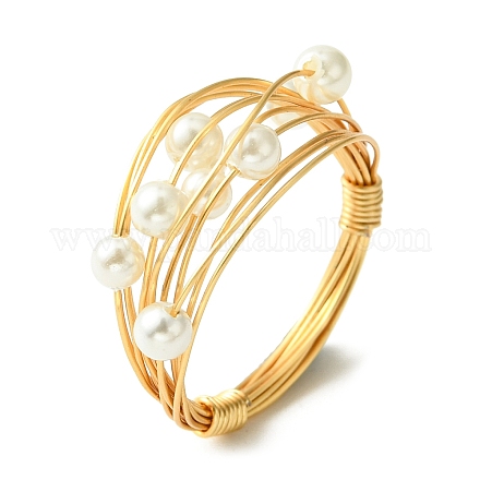 Anello da dito con perline di perle di conchiglia RJEW-TA00085-1