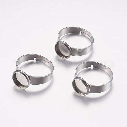 Adjustable 304 Stainless Steel Finger Rings Components STAS-I097-037A-P-1