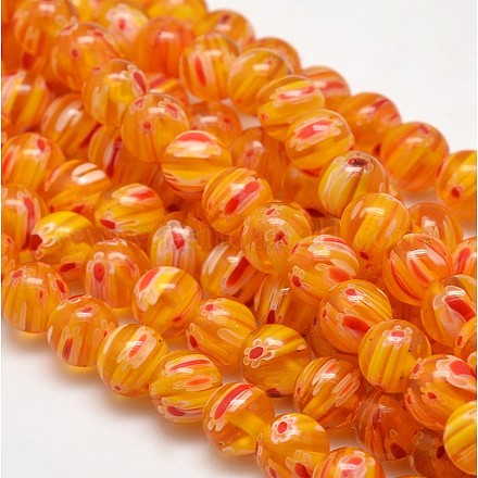 Round Millefiori Glass Beads Strands LK-P002-19-1