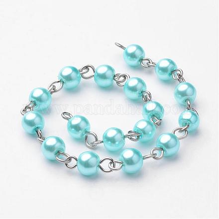 Handmade Glass Pearl Beads Chains AJEW-ph00493-07-1