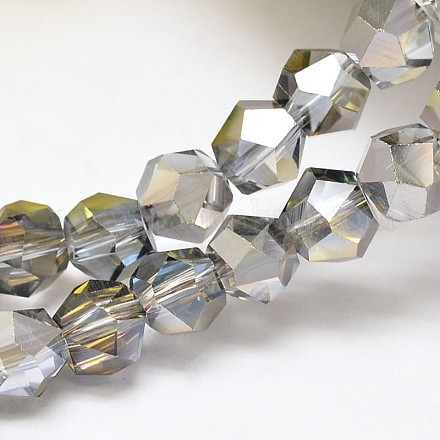 Plaqués demi verre de polygone chapelets de perles EGLA-J093-HP02-1