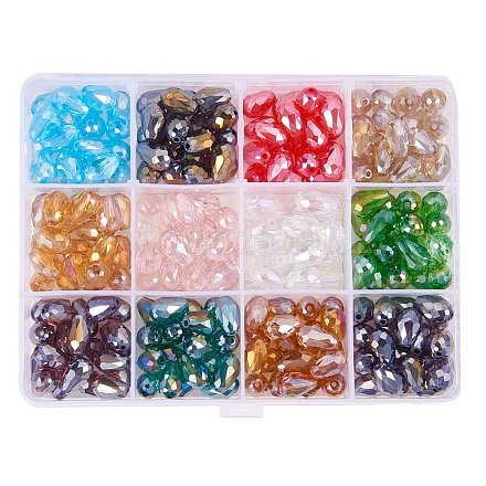 Electroplate Glass Faceted Drop Beads EGLA-PH0003-08-1