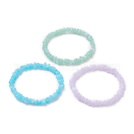 3 set di braccialetti elasticizzati con perline in acrilico colorato BJEW-JB09387-1