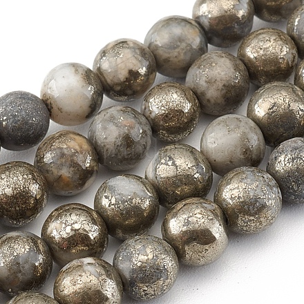 Natürliche Pyrit Perlen Stränge X-G-G839-01-6mm-1