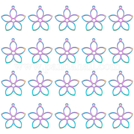 Dicosmetic 20 Stück regenbogenfarbene Blumen-Charms STAS-DC0010-41-1