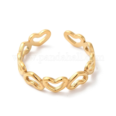 Ионное покрытие (ip) 304 кольцо из нержавеющей стали с полым сердцем и открытой манжетой для женщин RJEW-K245-28G-1