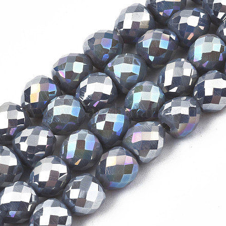 Electroplate Opaque Solid Color Glass Beads Strands EGLA-N002-26-A07-1