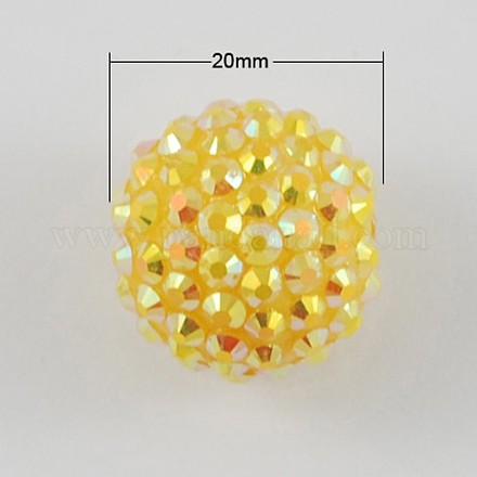Цвет AB коренастый круглые смолы горный хрусталь жевательная резинка мяч бусины X-RESI-S256-20mm-SAB10-1