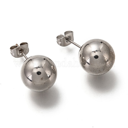 304 Stainless Steel Ball Stud Earrings EJEW-L254-01G-P-1