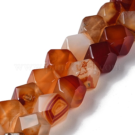 Brins de perles rondes coupées en étoile d'agate rouge naturelle G-M418-C04-01-1