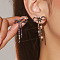 Brass Rhinestone Stud Earrings, Bowknot, Black Diamond, 44x27mm