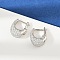 Oval Brass Micro Pave Clear Cubic Zirconia Hoop Earrings, Cadmium Free & Lead Free, Rack Plating, Long-Lasting Plated, Platinum, 17x6.5x14mm