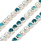 Rhinestone and Iron Cup Chain, with Spool, Blue Zircon, 2x2x2mm, about 10yard/roll