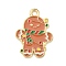 Christmas Theme Alloy Enamel Pendants, Light Gold, Gingerbread Man, 23x17x1.2mm, Hole: 2mm