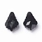 Faceted Glass Pendants, Leaf, Black, 16x11x6mm, Hole: 1.5mm