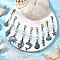 9Pcs Ocean Theme Alloy Charm & Glass Beads Pendant Decorations, with Lobster Claw Clasps, Mixed Shapes, 58~72mm