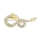 Alloy Crystal Rhinestone Brooches, Dragon, Light Gold, 22.5x50mm
