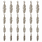 304 Stainless Steel Pendants, Leaf, Stainless Steel Color, 16.5~27x4~6.5x2mm, Hole: 1~1.8mm, 24pcs/box