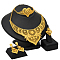 Alloy Pendant Necklaces & Stud Dangle Earrings & Rings & Link Bracelets Sets, Golden, Heart, 430mm