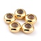 Brass Beads, with Rubber Inside, Slider Beads, Long-Lasting Plated, Rondelle, Real 24K Gold Plated, 8x4mm, Rubber Hole: 2mm
