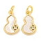 Brass Micro Pave Clear Cubic Zirconia Pendants, with Shell, Gourd, with Jump Ring, Real 18K Gold Plated, 15x9x2mm, Hole: 3mm