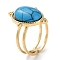 Ion Plating(IP) 304 Stainless Steel Ring, Adjustable Synthetic Turquoise Rings, Oval, 15.5x21.5mm, Inner Diameter: Adjustable