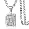 Rectangle with Letter Pattern 304 Stainless Steel Pendant Necklaces, Stainless Steel Color, Letter D, 21.65 inch(55cm)