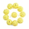 10Pcs Opaque Acrylic Beads, with Rhinestone, Round, Yellow, 20x18.5mm, Hole: 2.8mm