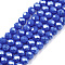 Electroplate Glass Beads Strands, Pearl Luster Plated, Faceted, Rondelle, Royal Blue, 4x3mm, Hole: 0.8~1mm, about 105~110pcs/strand, 38~39cm